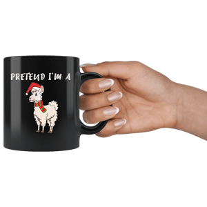 RobustCreative-Pretend Im a Llama Dabbing Santa Alpaca Peru Santas Hat - 11oz Black Mug Christmas gift idea Gift Idea