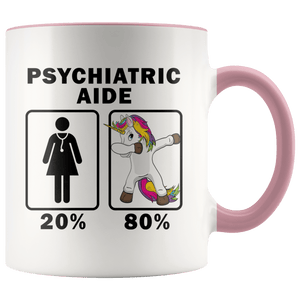 RobustCreative-Psychiatric Aide Dabbing Unicorn 80 20 Principle Superhero Girl Womens - 11oz Accent Mug Medical Personnel Gift Idea