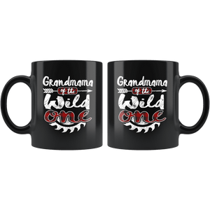 RobustCreative-Grandmama of the Wild One Lumberjack Woodworker - 11oz Black Mug red black plaid Woodworking saw dust Gift Idea