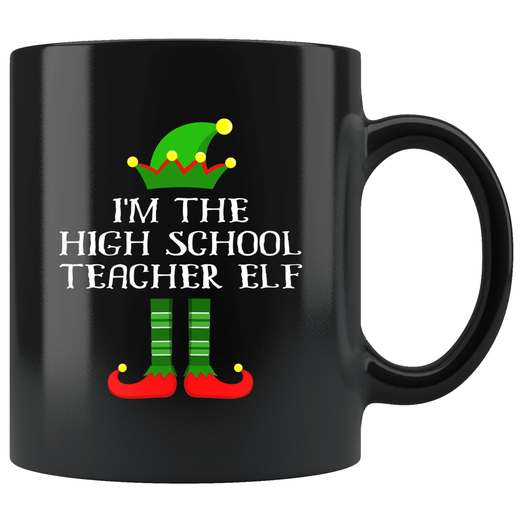 RobustCreative-Im The High School Teacher Elf Christmas Teaching's - 11oz Black Mug I Just Really Like to Teach Cute Tiny Humans Gift Idea