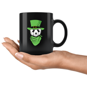 RobustCreative-Leprechaun Panda Irish Bandana Cute & Funny Outfit - 11oz Black Mug lucky paddys pattys day Gift Idea