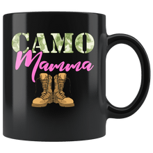 Load image into Gallery viewer, RobustCreative-Mamma Military Boots Camo Hard Charger Camouflage - Military Family 11oz Black Mug Deployed Duty Forces support troops CONUS Gift Idea - Both Sides Printed

