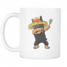 Load image into Gallery viewer, RobustCreative-Dabbing Doberman Pinscher Dog in Sombrero - Cinco De Mayo Mexican Fiesta - Dab Dance Mexico Party - 11oz White Funny Coffee Mug Women Men Friends Gift ~ Both Sides Printed

