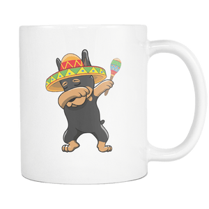 RobustCreative-Dabbing Doberman Pinscher Dog in Sombrero - Cinco De Mayo Mexican Fiesta - Dab Dance Mexico Party - 11oz White Funny Coffee Mug Women Men Friends Gift ~ Both Sides Printed