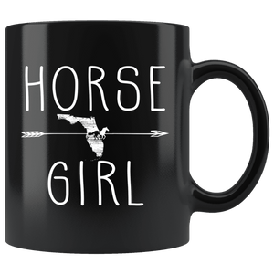 RobustCreative-Florida Horse Girl Gifts Floridian Shape Country for women - 11oz Black Mug Racing Lover Gift Idea