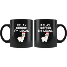 Load image into Gallery viewer, RobustCreative-Llama Santas Hat Relax Gringo Im Legal Alpaca Peru Cute - 11oz Black Mug Christmas gift idea Gift Idea
