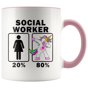 RobustCreative-Social Worker Dabbing Unicorn 20 80 Principle Superhero Girl Womens - 11oz Accent Mug Medical Personnel Gift Idea