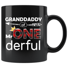 Load image into Gallery viewer, RobustCreative-Granddaddy of Mr Onederful Crown 1st Birthday Buffalo Plaid Black 11oz Mug Gift Idea

