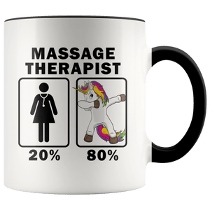 RobustCreative-Massage Therapist Dabbing Unicorn 80 20 Principle Superhero Girl Womens - 11oz Accent Mug Medical Personnel Gift Idea