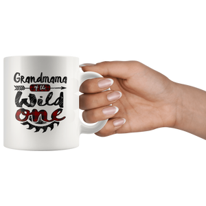 RobustCreative-Grandmama of the Wild One Lumberjack Woodworker - 11oz White Mug red black plaid Woodworking saw dust Gift Idea