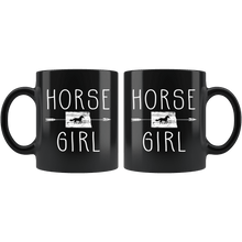 Load image into Gallery viewer, RobustCreative-North Dakota Horse Girl Gifts Dakotan Shape Country for women - 11oz Black Mug Riding Lover Gift Idea
