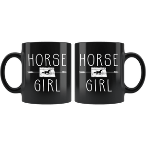 RobustCreative-North Dakota Horse Girl Gifts Dakotan Shape Country for women - 11oz Black Mug Riding Lover Gift Idea