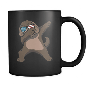 RobustCreative-Dabbing Labradoodle Dog America Flag - Patriotic Merica Murica Pride - 4th of July USA Independence Day - 11oz Black Funny Coffee Mug Women Men Friends Gift ~ Both Sides Printed