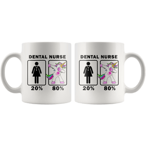 RobustCreative-Dental Nurse Dabbing Unicorn 20 80 Principle Superhero Girl Womens - 11oz White Mug Medical Personnel Gift Idea