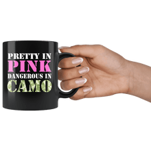 Load image into Gallery viewer, RobustCreative-Military Girl Pretty Pink Dangerous Camo Hard Charger AC - Military Family 11oz Black Mug Active Component on Duty support troops Gift Idea - Both Sides Printed

