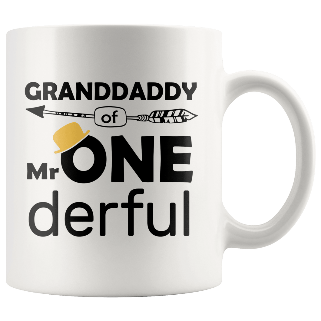 RobustCreative-Granddaddy of Mr Onederful  1st Birthday Baby Boy Outfit White 11oz Mug Gift Idea