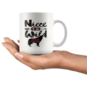 RobustCreative-Strong Niece of the Wild One Wolf 1st Birthday Wolves - 11oz White Mug wolves lover animal spirit Gift Idea