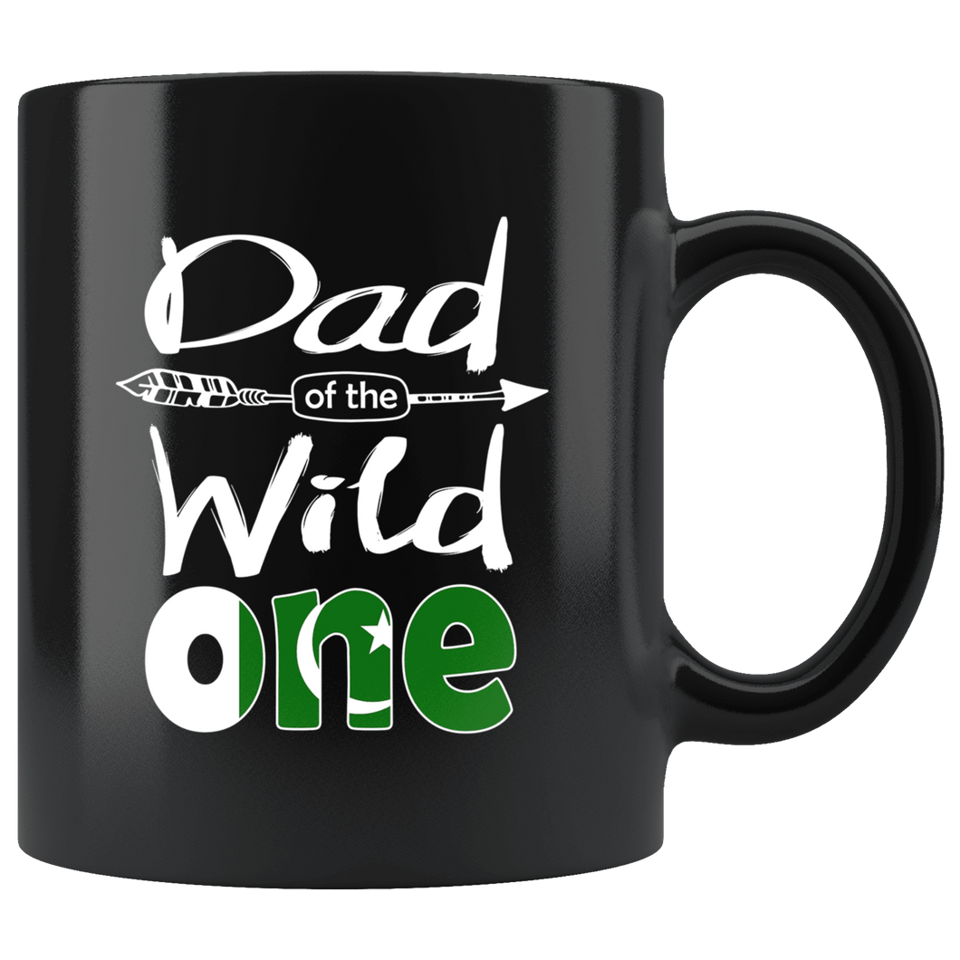 RobustCreative-Pakistani Dad of the Wild One Birthday Pakistan Flag Black 11oz Mug Gift Idea