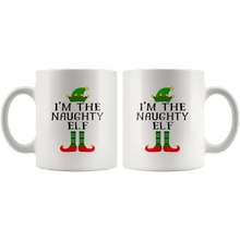 Load image into Gallery viewer, RobustCreative-Im The Naughty Elf Matching Family Christmas - 11oz White Mug Christmas group green pjs costume Gift Idea
