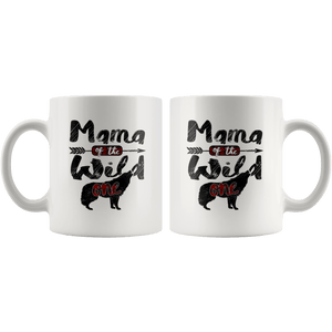 RobustCreative-Strong Mama of the Wild One Wolf 1st Birthday Wolves - 11oz White Mug wolves lover animal spirit Gift Idea