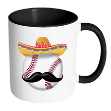 Load image into Gallery viewer, RobustCreative-Funny Baseball Mustache Mexican Sport - Cinco De Mayo Mexican Fiesta - No Siesta Mexico Party - 11oz Black &amp; White Funny Coffee Mug Women Men Friends Gift ~ Both Sides Printed
