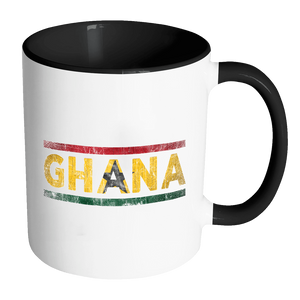 RobustCreative-Retro Vintage Flag Ghanaian Ghana 11oz Black & White Coffee Mug ~ Both Sides Printed