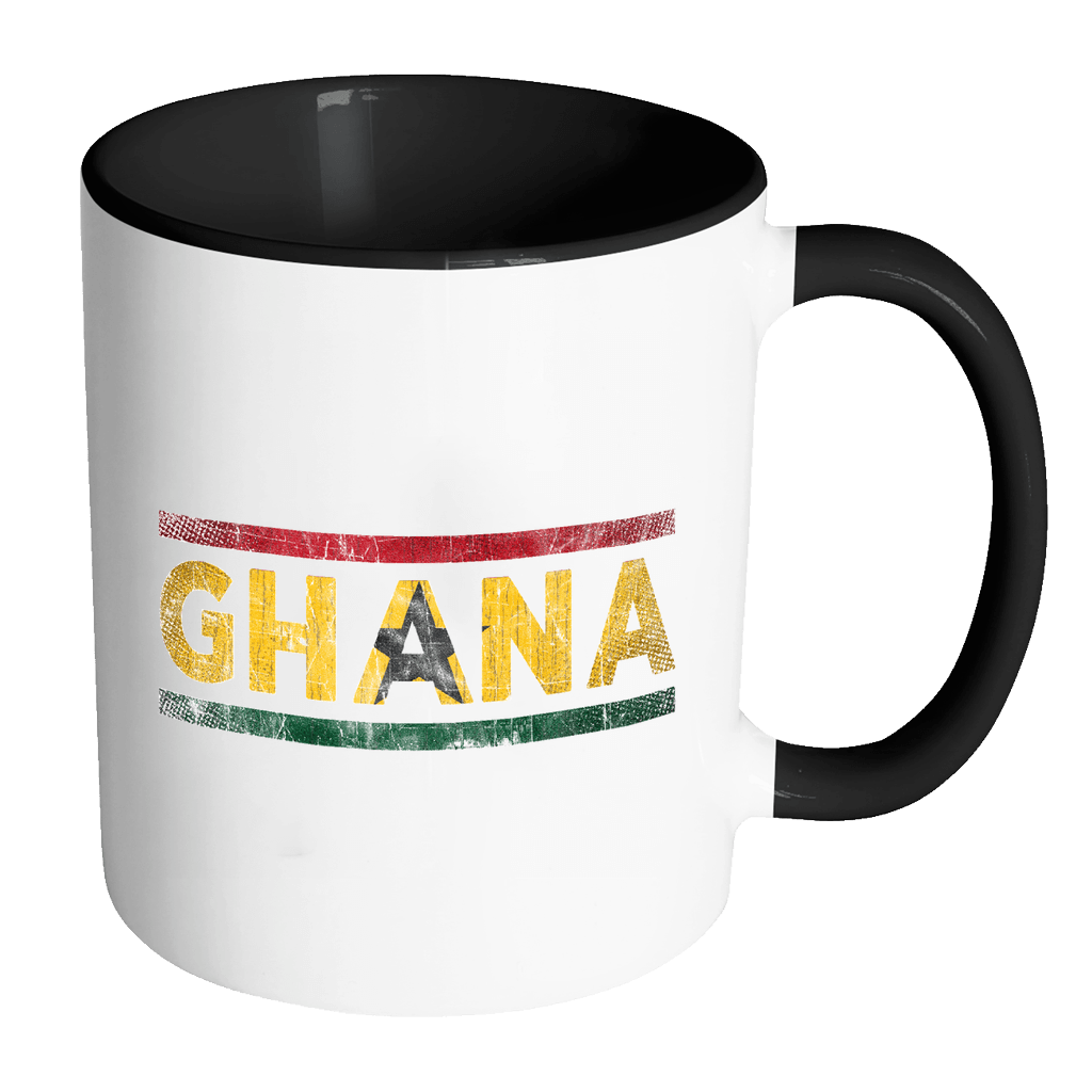 RobustCreative-Retro Vintage Flag Ghanaian Ghana 11oz Black & White Coffee Mug ~ Both Sides Printed