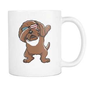 RobustCreative-Dabbing Cockapoo Dog America Flag - Patriotic Merica Murica Pride - 4th of July USA Independence Day - 11oz White Funny Coffee Mug Women Men Friends Gift ~ Both Sides Printed