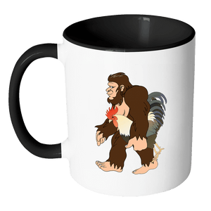 RobustCreative-Bigfoot Sasquatch Carrying Rooster - I Believe I'm a Believer - No Yeti Humanoid Monster - 11oz Black & White Funny Coffee Mug Women Men Friends Gift ~ Both Sides Printed
