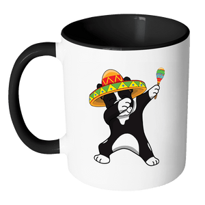 RobustCreative-Dabbing French Bulldog Dog in Sombrero - Cinco De Mayo Mexican Fiesta - Dab Dance Mexico Party - 11oz Black & White Funny Coffee Mug Women Men Friends Gift ~ Both Sides Printed