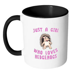 RobustCreative-Just a Girl Who Loves Hedgehogs the Wild One Animal Spirit 11oz Black & White Coffee Mug ~ Both Sides Printed