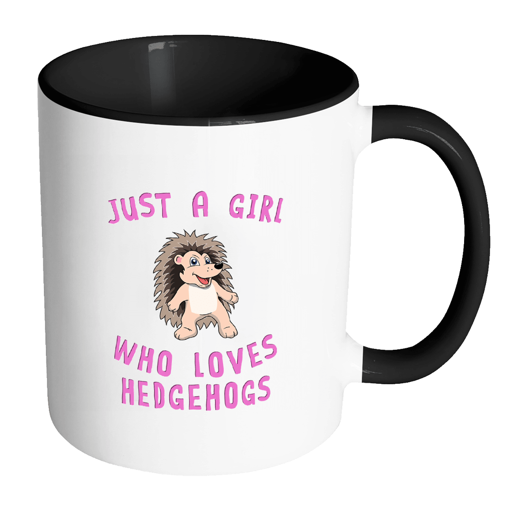 RobustCreative-Just a Girl Who Loves Hedgehogs the Wild One Animal Spirit 11oz Black & White Coffee Mug ~ Both Sides Printed