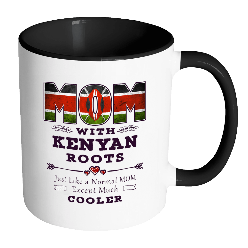RobustCreative-Best Mom Ever with Kenyan Roots - Kenya Flag 11oz Funny Black & White Coffee Mug - Mothers Day Independence Day - Women Men Friends Gift - Both Sides Printed (Distressed)