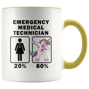 RobustCreative-Emergency Medical Technician Dabbing Unicorn 20 80 Principle Superhero Girl Womens - 11oz Accent Mug Medical Personnel Gift Idea