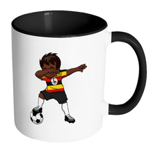 Load image into Gallery viewer, RobustCreative-Dabbing Soccer Boy Uganda Ugandan Kampala Gifts National Soccer Tournament Game 11oz Black &amp; White Coffee Mug ~ Both Sides Printed
