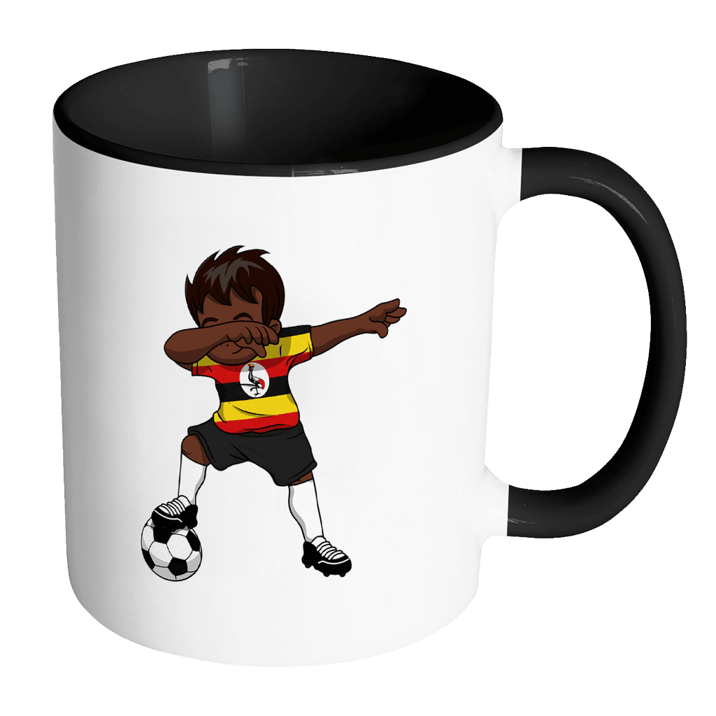 RobustCreative-Dabbing Soccer Boy Uganda Ugandan Kampala Gifts National Soccer Tournament Game 11oz Black & White Coffee Mug ~ Both Sides Printed