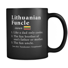 Load image into Gallery viewer, RobustCreative-Lithuanian Funcle Definition Fathers Day Gift - Lithuanian Pride 11oz Funny Black Coffee Mug - Real Lithuania Hero Papa National Heritage - Friends Gift - Both Sides Printed
