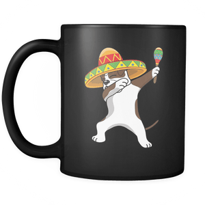 RobustCreative-Dabbing American Bulldog Dog in Sombrero - Cinco De Mayo Mexican Fiesta - Dab Dance Mexico Party - 11oz Black Funny Coffee Mug Women Men Friends Gift ~ Both Sides Printed