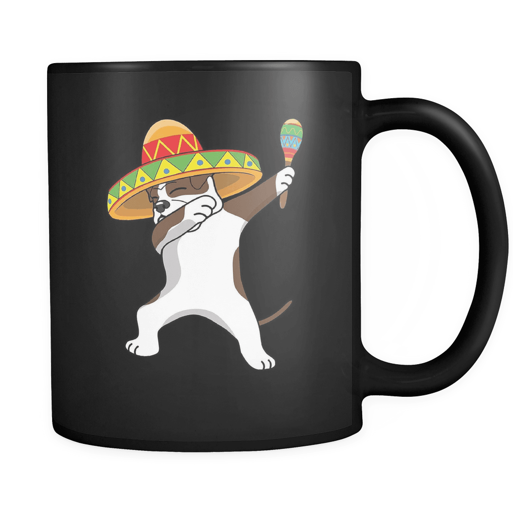 RobustCreative-Dabbing American Bulldog Dog in Sombrero - Cinco De Mayo Mexican Fiesta - Dab Dance Mexico Party - 11oz Black Funny Coffee Mug Women Men Friends Gift ~ Both Sides Printed