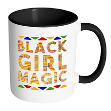 Load image into Gallery viewer, RobustCreative-Black Girl Magic Kente - Melanin Poppin 11oz Funny Black &amp; White Coffee Mug - Afro Dashiki Melanin Rich Skin - Women Men Friends Gift - Both Sides Printed (Distressed)
