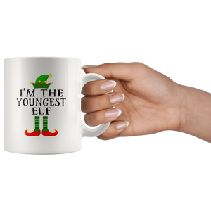 RobustCreative-Im The Youngest Elf Matching Family Christmas - 11oz White Mug Christmas group green pjs costume Gift Idea