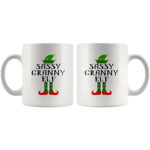 RobustCreative-Im The Sassy Granny Elf Family Matching Outfits PJ - 11oz White Mug Christmas group green pjs costume Gift Idea