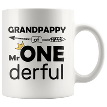 Load image into Gallery viewer, RobustCreative-Grandpappy of Mr Onederful Crown 1st Birthday Baby Boy Outfit White 11oz Mug Gift Idea
