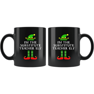 RobustCreative-Im The Substitute Teacher Elf Christmas Teaching's - 11oz Black Mug I Just Really Like to Teach Cute Tiny Humans Gift Idea