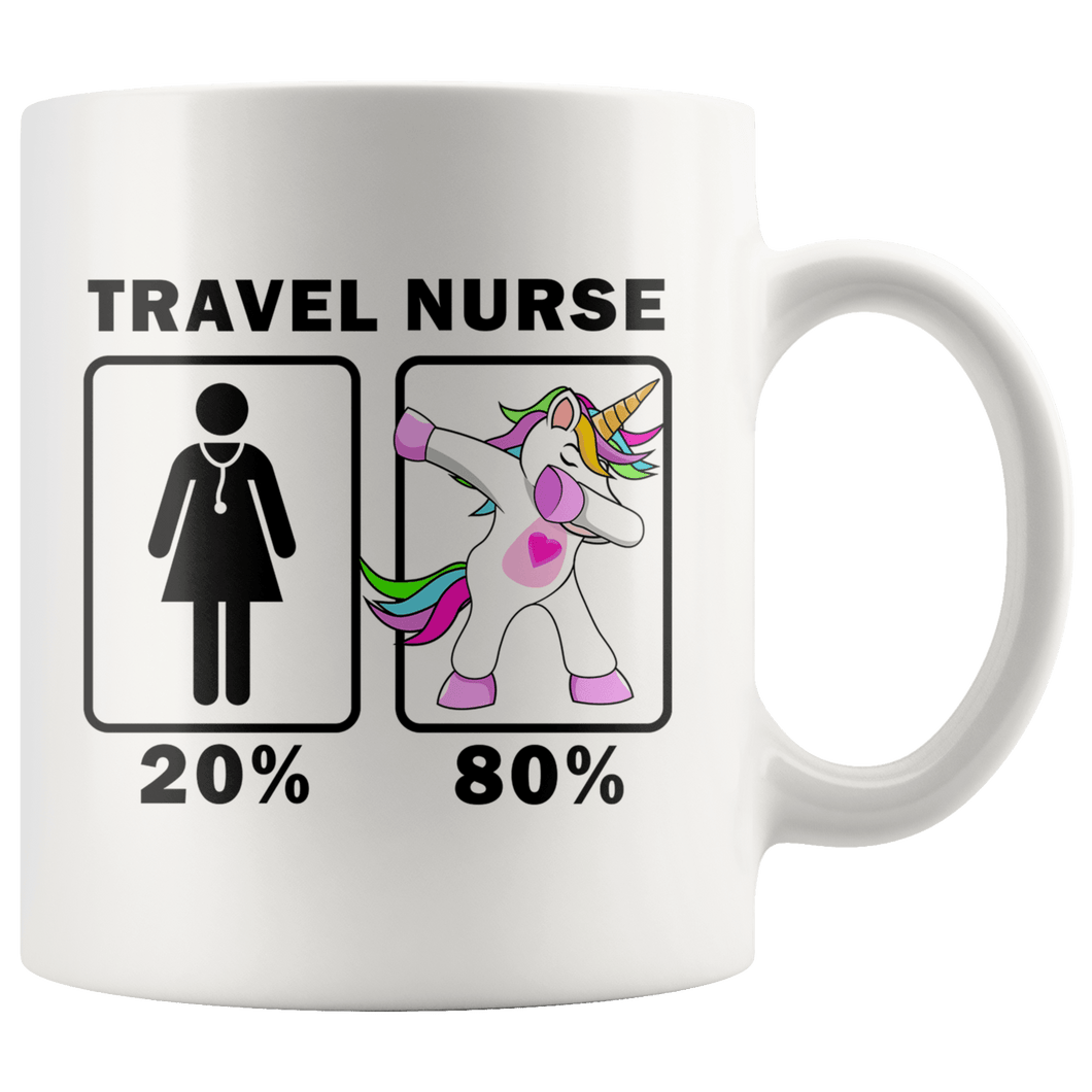 RobustCreative-Travel Nurse Dabbing Unicorn 20 80 Principle Superhero Girl Womens - 11oz White Mug Medical Personnel Gift Idea