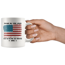 Load image into Gallery viewer, RobustCreative-Home of the Free Mom Military Family American Flag - Military Family 11oz White Mug Retired or Deployed support troops Gift Idea - Both Sides Printed
