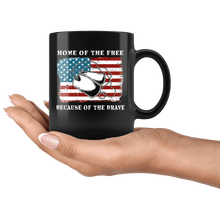 Load image into Gallery viewer, RobustCreative-Identification Tag American Flag Home of the Free Veteran - Military Family 11oz Black Mug Deployed Duty Forces support troops CONUS Gift Idea - Both Sides Printed
