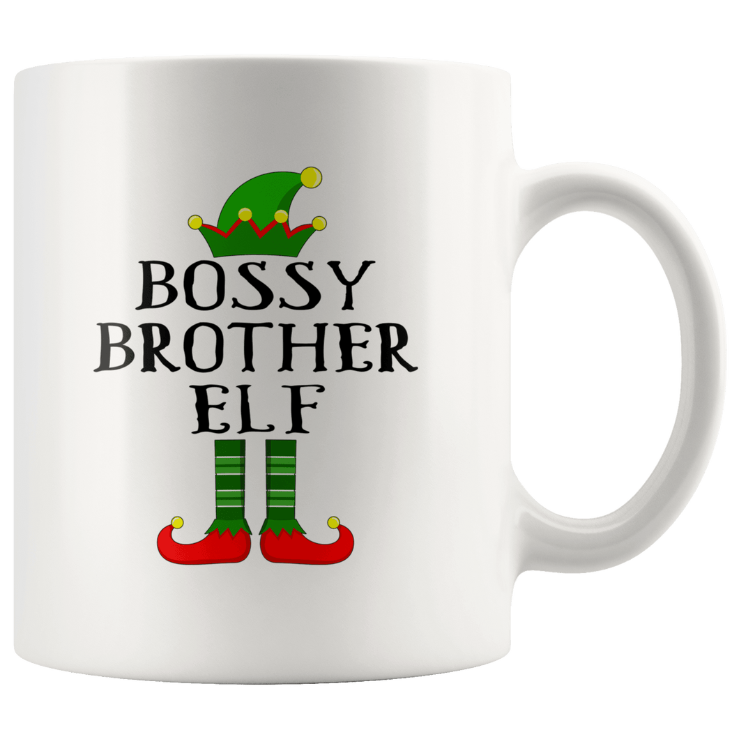 RobustCreative-Im The Bossy Brother Elf Family Matching Outfits PJ - 11oz White Mug Christmas group green pjs costume Gift Idea