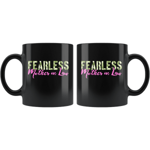 RobustCreative-Fearless Mother In Law Camo Hard Charger Veterans Day - Military Family 11oz Black Mug Retired or Deployed support troops Gift Idea - Both Sides Printed