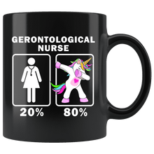 Load image into Gallery viewer, RobustCreative-Gerontological Nurse Dabbing Unicorn 20 80 Principle Superhero Girl Womens - 11oz Black Mug Medical Personnel Gift Idea

